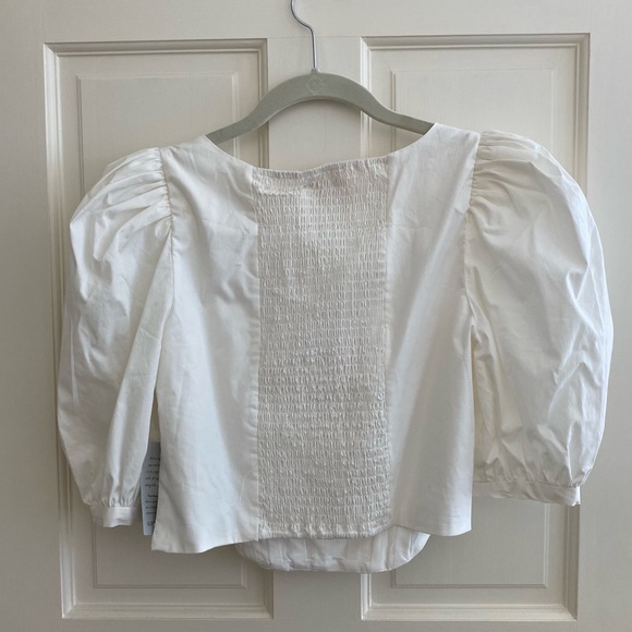 WAYF | Puff Sleeve Bustier Top in White • S - Picture 3 of 12
